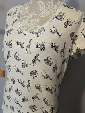 NorthCrest Cream Top with Safari Print